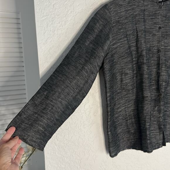 Eileen Fisher Grey Cardigan Sweater Linen Small Petite Minimalist Preppy Classic - Picture 4 of 6